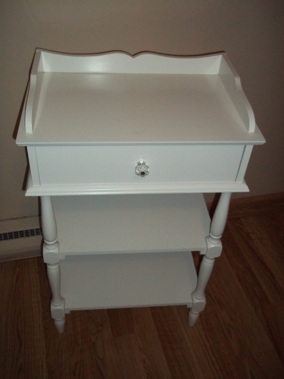 Antique White 3 Tier Table with Drawer