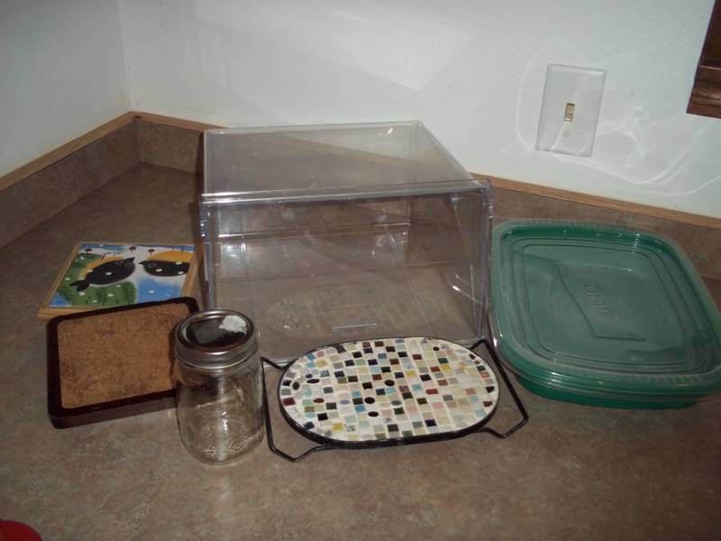 Clear bread box with kitchen supplies