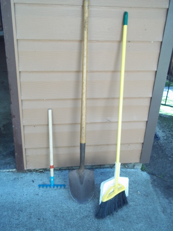 Broom, Shovel and rake