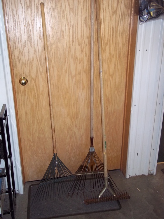 lot 47 image: Thatching Rake and 2 Leaf Rakes