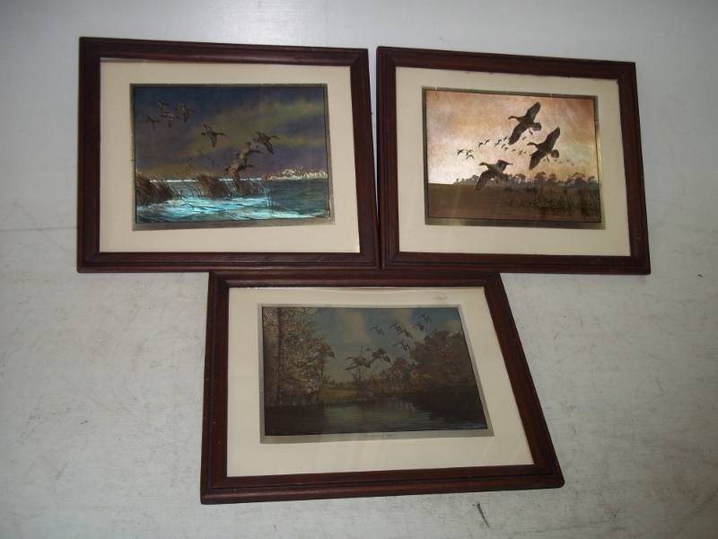 lot 105 image: Lot of 3 - 8x10 Framed Duck Prints