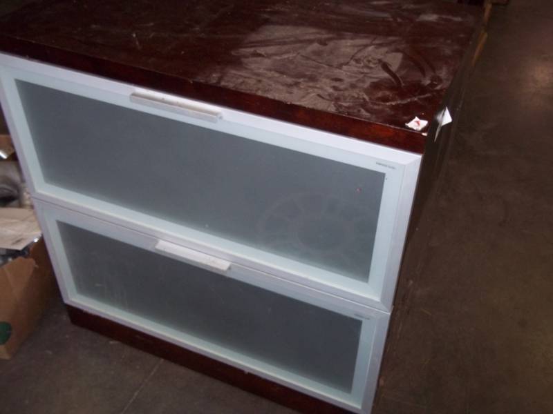 lot 134 image: Glass Front 2 Drawer File cabinet
