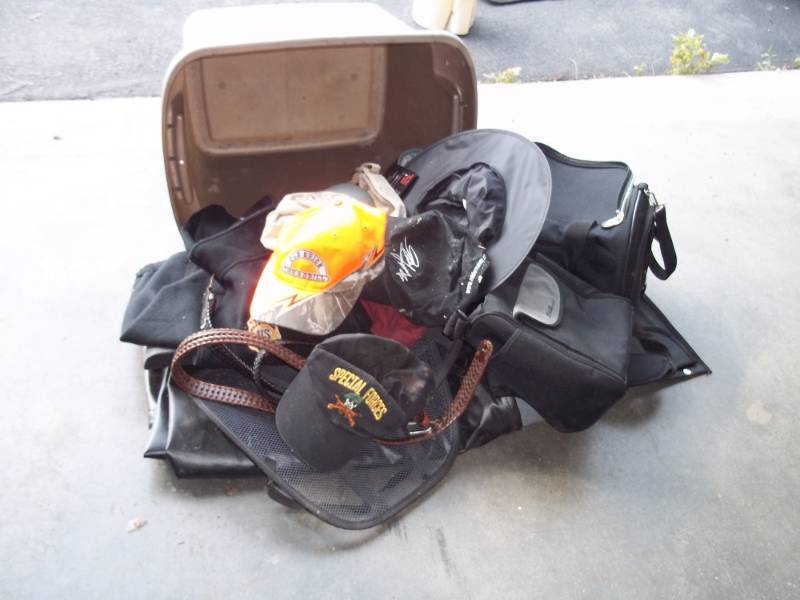 lot 201 image: Tote including Caps, Belts, Carrying Cases, etc
