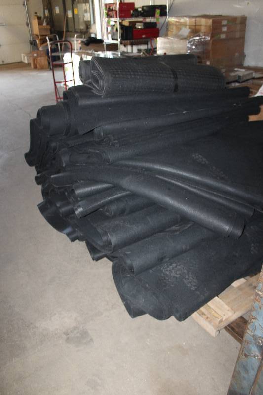 Lot of (Approximately 2000) sq. ft. 38 inch, High impact Rubber Gym Flooring and two entry rugs