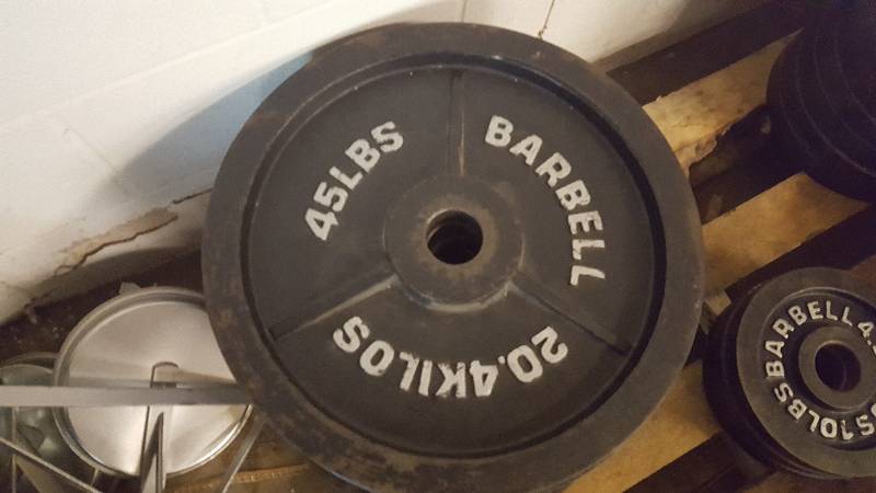 Lot of (8) 45 lb Barbell Free Weights