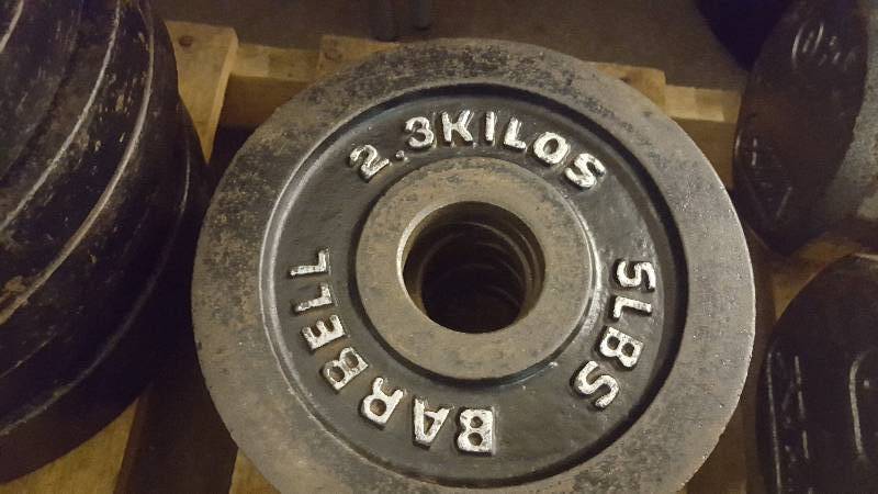 Lot of (10) 5 lb Barbell Free Weights