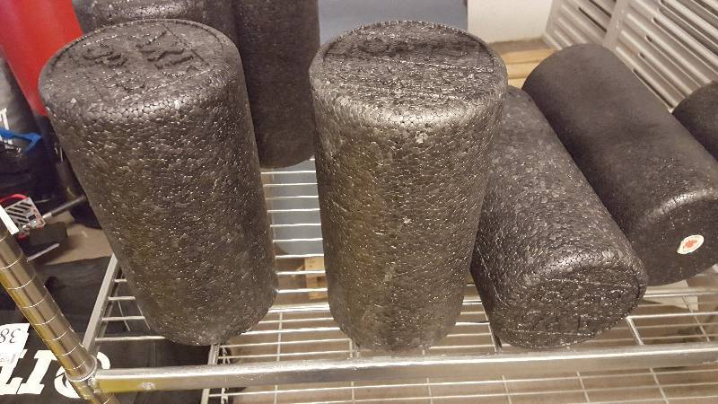 Lot of (9) OPTP 12 Foam Rollers AND (2) Soft Impact Mats