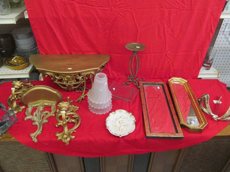 lot 160 image: ShelvesMirrorsSconces