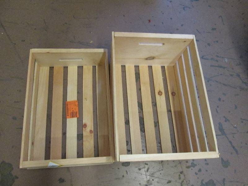 lot 37 image: 2 wooden crates, the smaller one is...