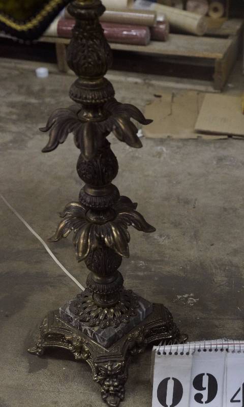 lot 94 image: Vintage Brass Light with Swag Shade