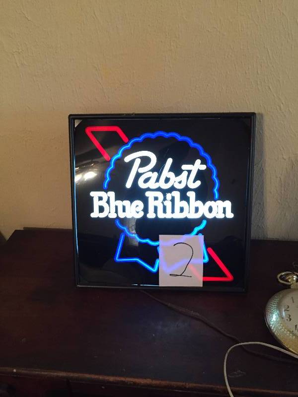 BEER SIGN AND BAR CLOCK