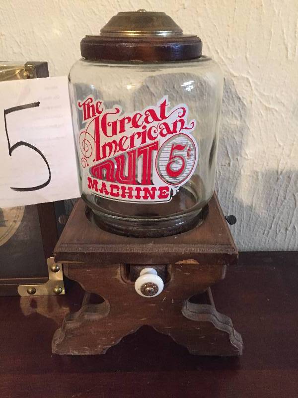 ANTIQUE CLOCK AND NUT DISPENSER