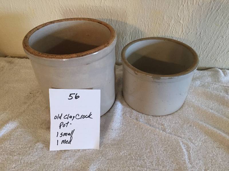 2 CLAY CROCKS ONE SMALL ONE MEDIUM NO MARKINGS