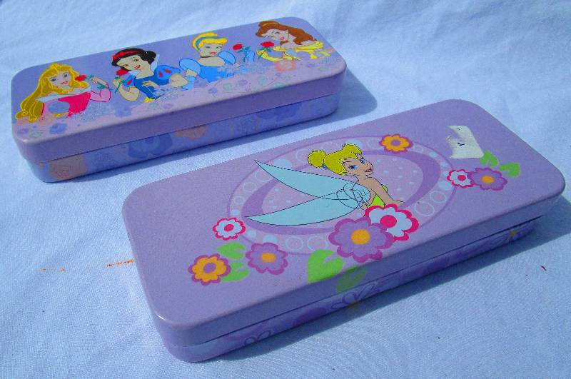 NEW 2 METAL PENCIL BOXES, TINKERBELL AND PRINCESS