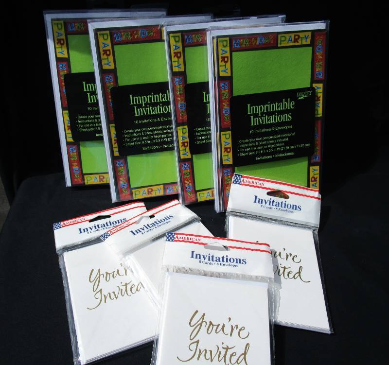 NEW 4 PACKS OF PRINTABLE PARTY INVITATIONS, 4 PACKS OF INVITATIONS