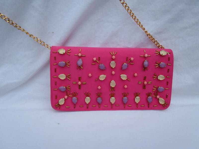 NEW PINK BEADED SHIRALEAH CLUTCH SHOULDER BAG