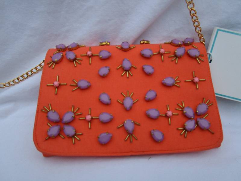 NEW ORANGE BEADED SHIRALEAH PURSE