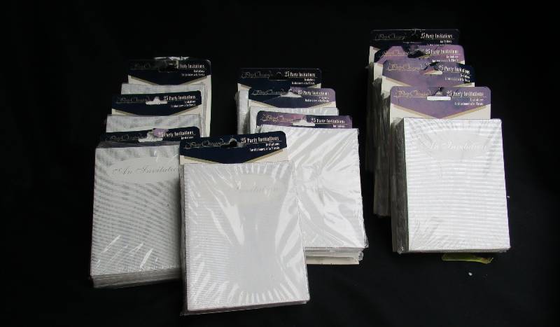 NEW 12 PACKS OF MATCHING SILVER AND WHITE INVITATIONS 25 IN A PACK
