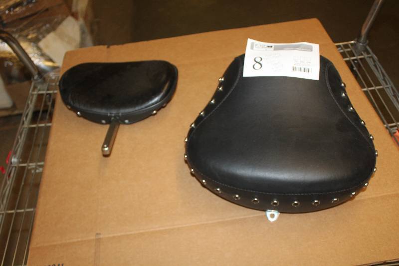 lot 8 image: Harley Davidson 2-Piece Motorcycle Seat & Backrest