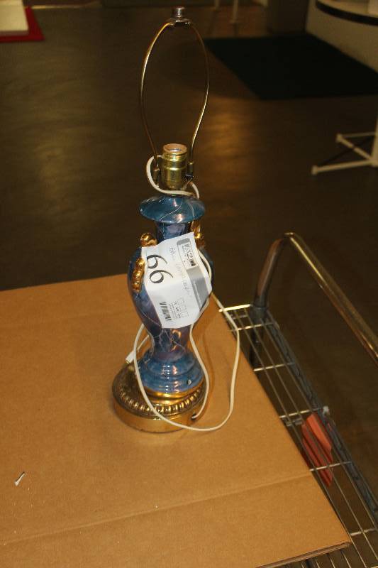 lot 66 image: Blue Lamp Base No Shade, Bulb