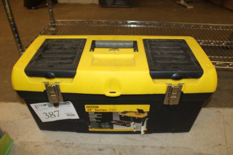 lot 387 image: Stanley 24 Series 2000 Large Toolbox w Misc Tools & Supplies