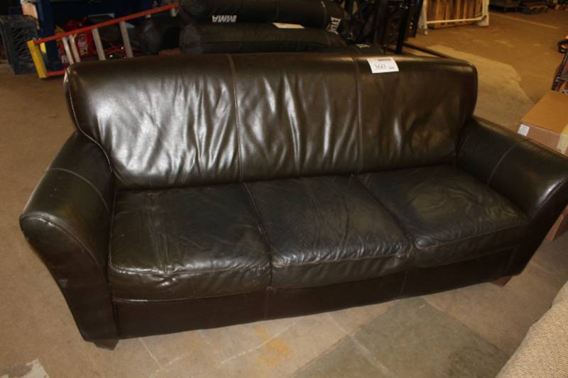 lot 360 image: Natuzzi Dark Brown Leather Couch