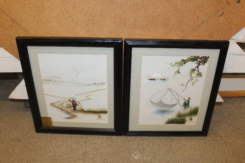 lot 103 image: Lot of (2) Silk Embroidered Pictures