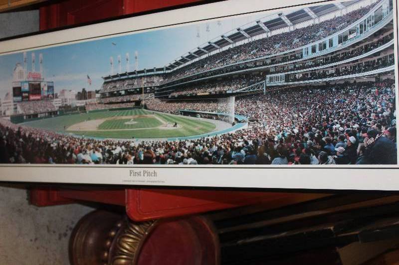 lot 129 image: First Pitch Cleveland Indians Framed Print