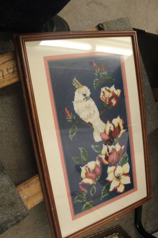 lot 124 image: Hand-made Framed Needlepoint