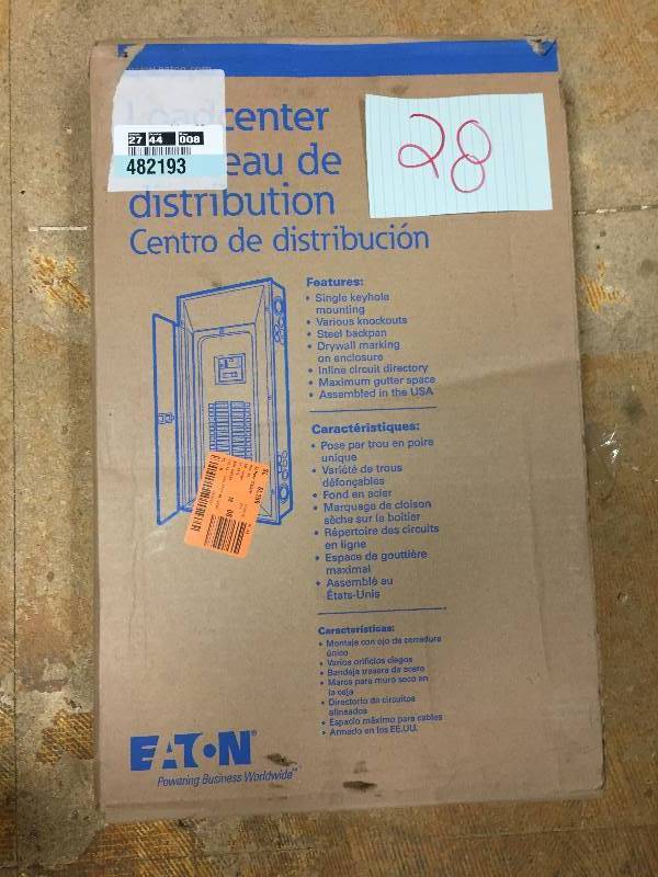 lot 28 image: Eaton 125 Amp 24-SpaceCircuit Type BR Main Lug Load Center