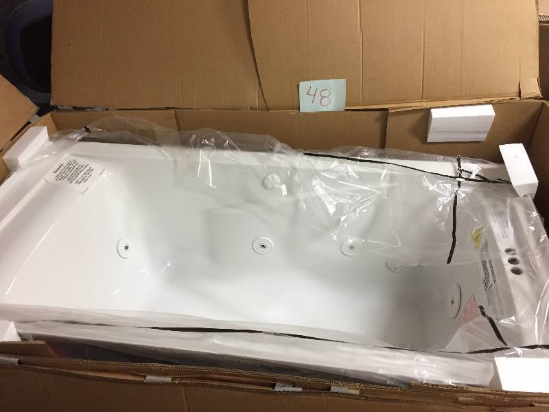 lot 48 image: American Standard  EverClean 5 ft. x 32 in. Left Drain Whirlpool Tub in White NEW