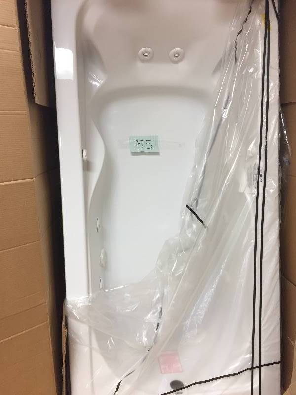lot 55 image: American Standard  Lifetime Cadet EverClean 6 ft. x 36 in. Whirlpool Tub with Reversible Drain in White New Model 2773LC.020
