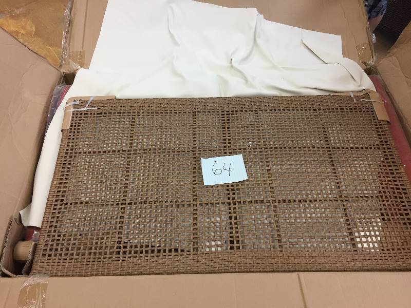 lot 64 image: Martha Stewart Living Charlottetown Natural All-Weather Wicker Patio Loveseat with Quarry Red Cushion New