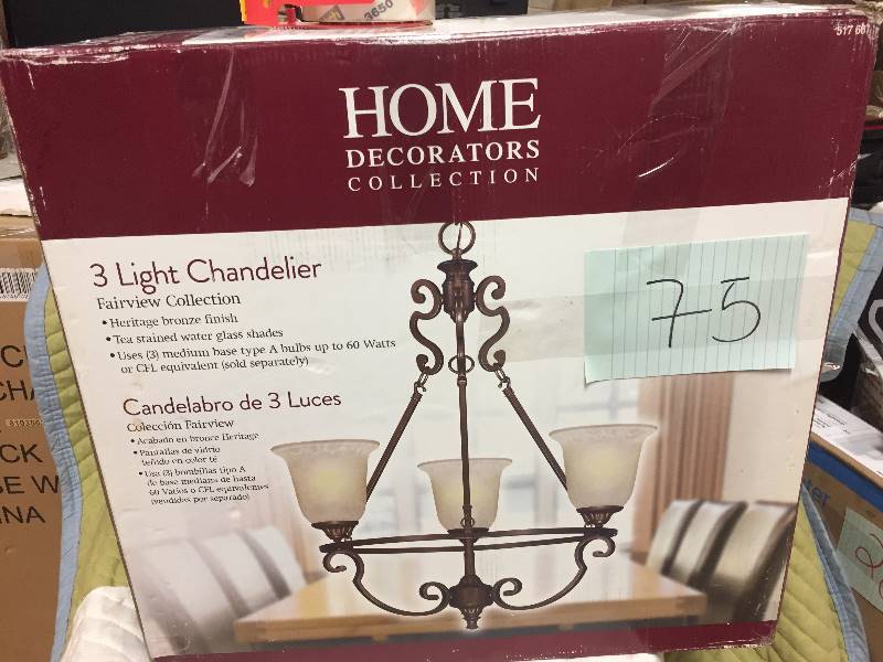lot 75 image: Fairview 3-Light Heritage Bronze Chandelier