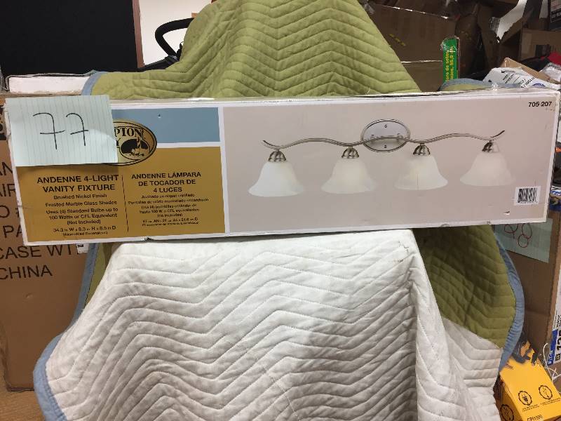 lot 77 image: Hampton Bay Andenne 4-Light Brushed Nickel Bath Vanity Light