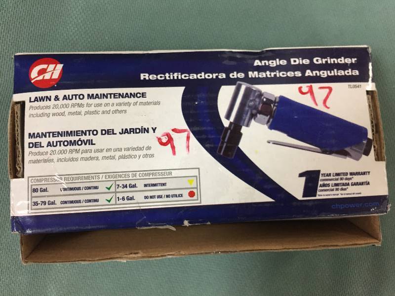 lot 97 image: Campbell Hausfeld TL054100AV 1.4 lbs. 20,000 RPM Angle Die Grinder