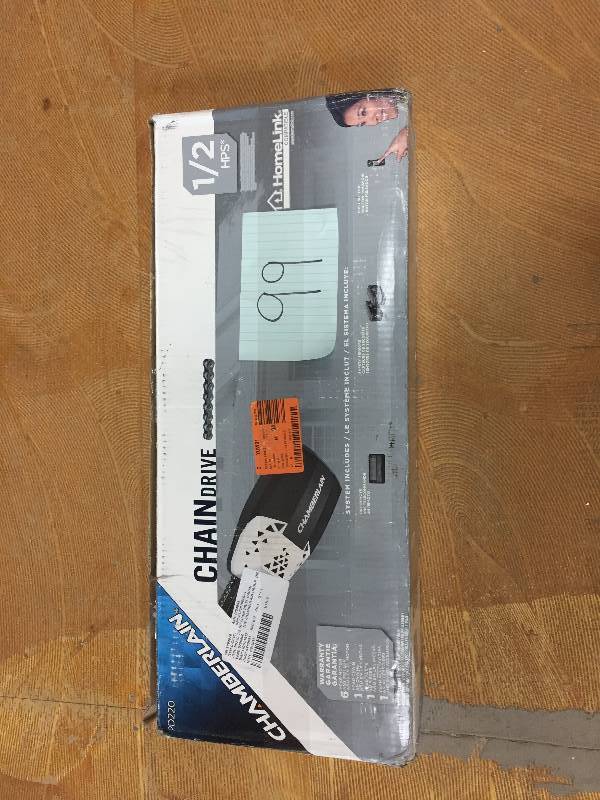lot 99 image: Chamberlain 12 HP Chain Drive Garage Door Opener  New Model# PD220