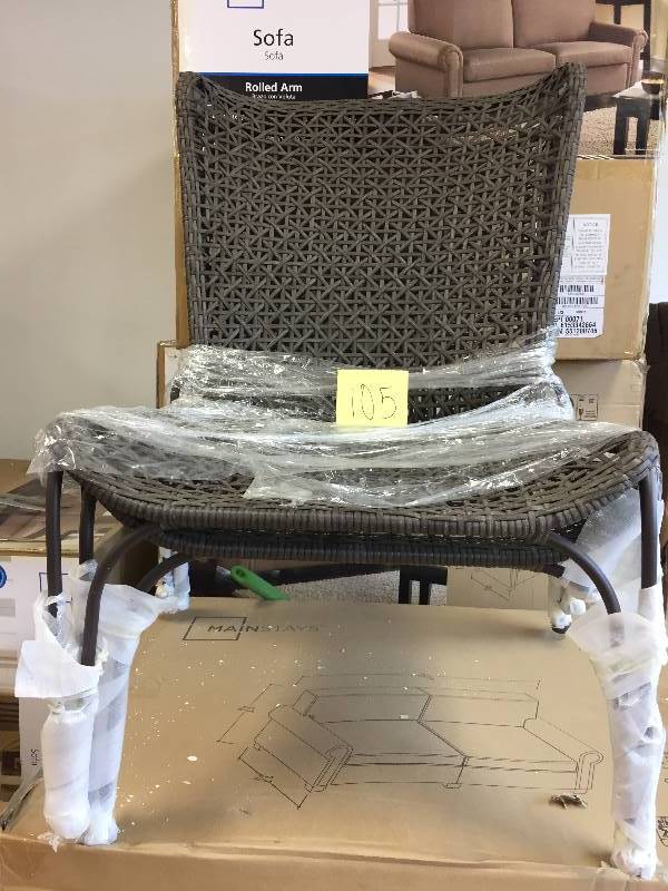 lot 105 image: Hampton Bay Arthur All-Weather Wicker Patio Stack Chairs (2-Pack) New