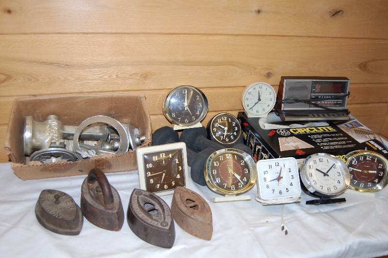 lot 65 image: Irons & Clocks & More