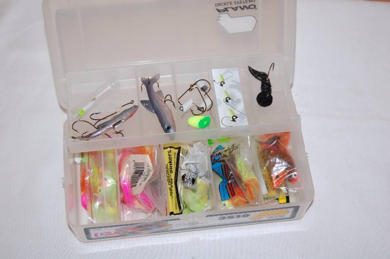 lot 216 image: Small Tackle Box and Fishing Accessories
