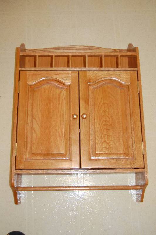 lot 249 image: Wood Cabinet with Towel Bar