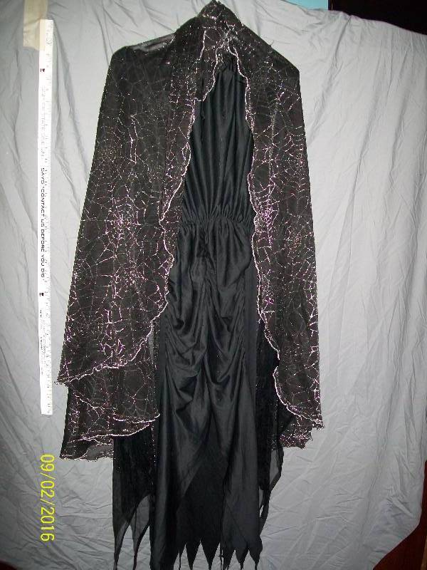 lot 1 image: Adult Costume. Unknown Size. Morticia AddamsWitch.