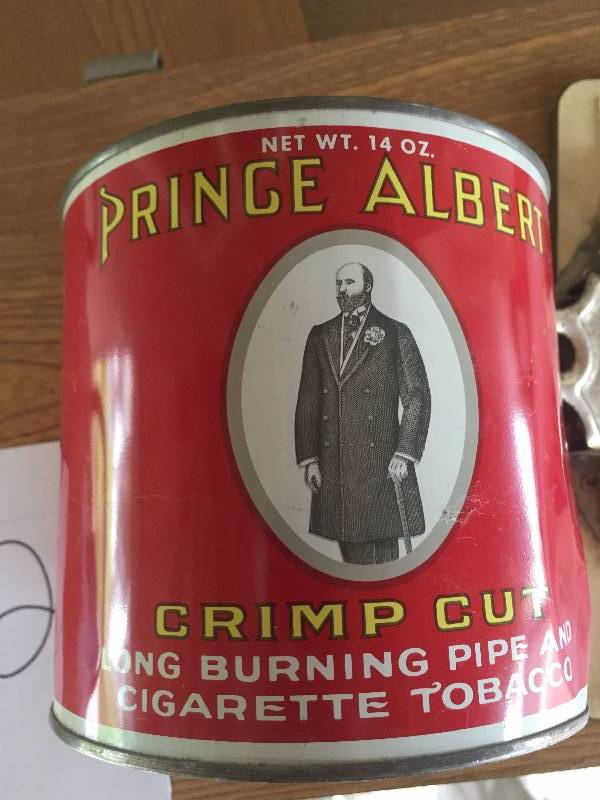lot 32 image: ANTIQUE PRINCE ALBERT TOBACCO CAN