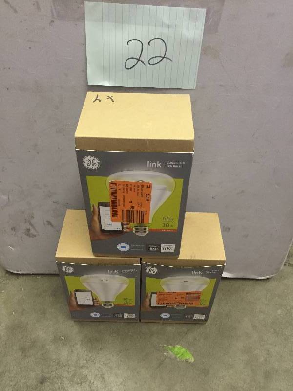lot 22 image: Lot of 3 GE 65W Link Light Bulbs News