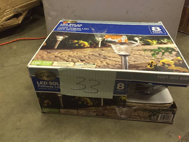 lot 33 image: Hampton Bay Solar LED Stainless Pathway Light Set 8