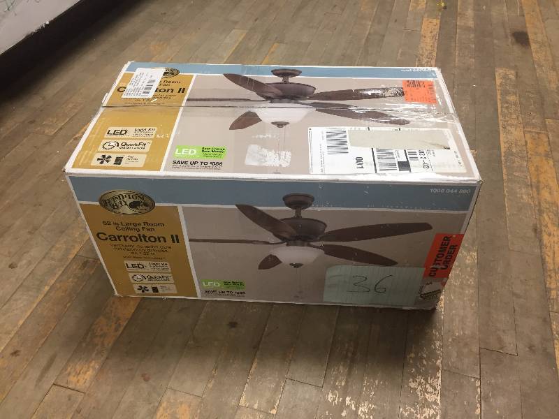 lot 36 image: Hamilton Bay Carrolton II LED 52 in. Brushed Nickel Ceiling Fan