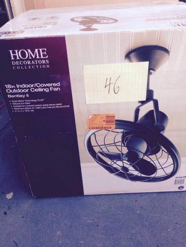 lot 46 image: Home Decorator Bentley II 18.90 in. Outdoor Natural Iron Oscillating Ceiling Fan