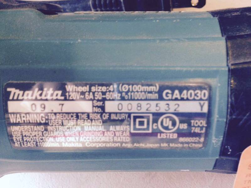 lot 93 image: Makita Grinder 4  in  GA4030 in Good Working Condition