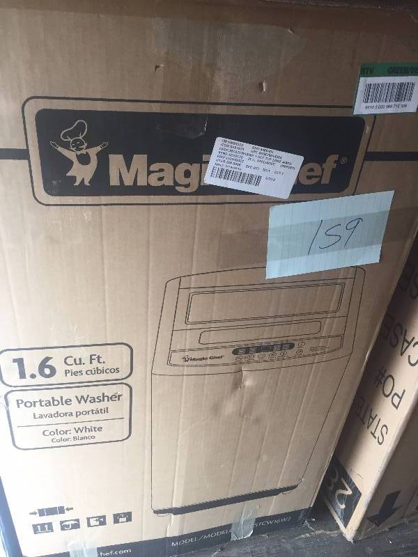 lot 159 image: Magic Chef Compact 1.6 cu. ft. Top Load Washer in White with Stainless Steel Tub New