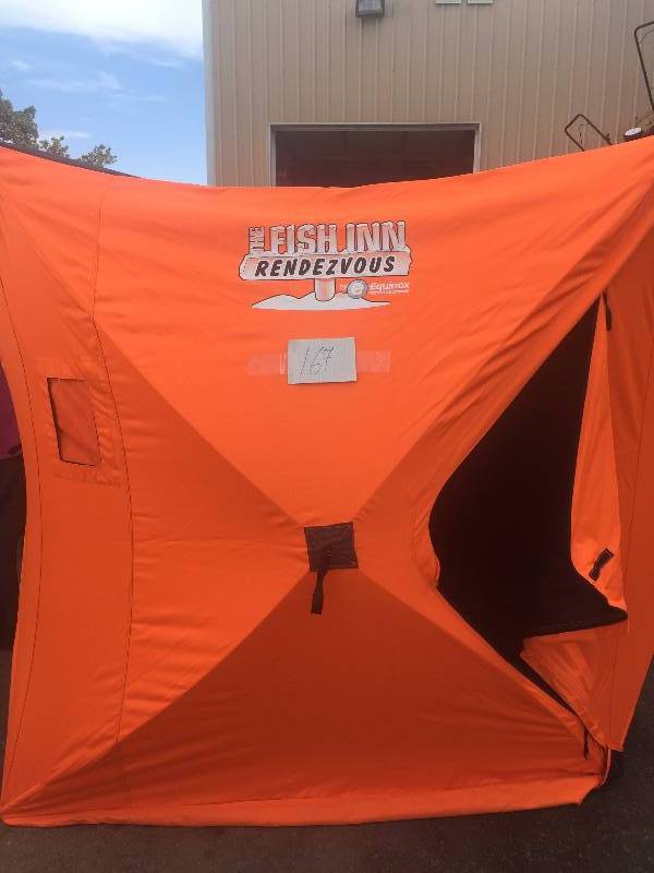 lot 167 image: Fish Inn Rendezvous - Fishing Shelter - in like new condition does not include pins to ground the shelter